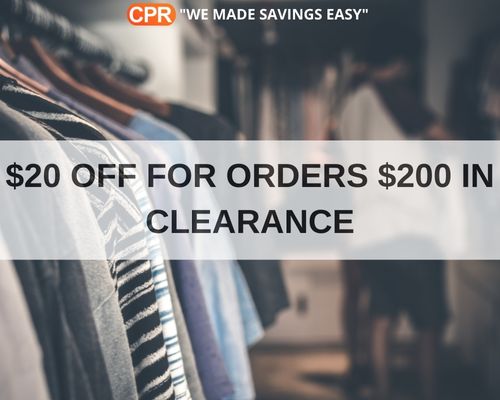 $20 OFF FOR ORDERS $200 IN CLEARANCE